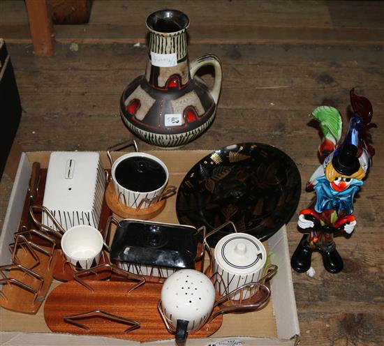 Murano clown cockerel & 1960s ceramics(-)